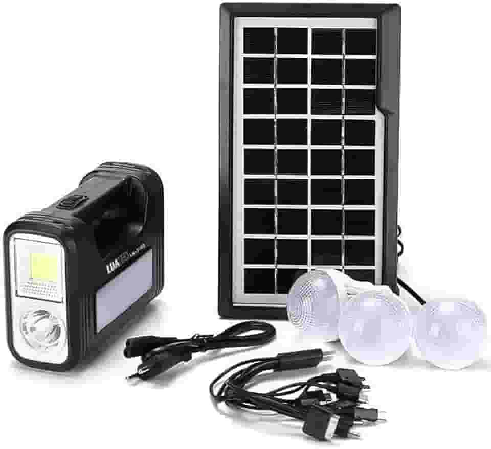Kit Placa Solar Portatil 3 Lamp. Led Luz Emergencia Lk-3102 Sistema De Luz Solar