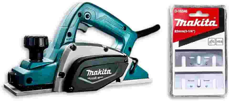 Makita Plaina 110V Elétrica 82mm 3.1/4 M1902B 500W com Facas D16346 para Madeira Carpintaria Marcenaria Acabamento Kit