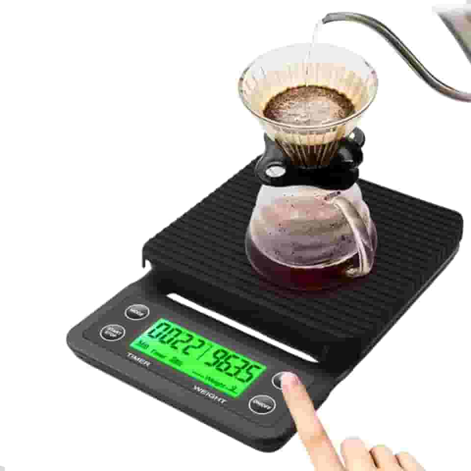 Balança Digital para Café com Temporizador Integrado Alta Precisão, Tela LCD, Tapetinho de Silicone Isolante Térmico Antiderrapante Ideal para Baristas e Café Perfeito em Casa - E-FCS Store
