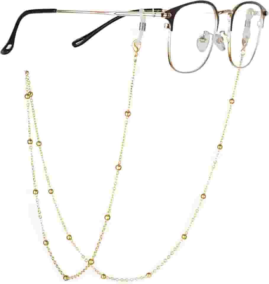 Corrente de óculos de aço inoxidável para mulheres, elegante, suporte de óculos de sol ao redor do pescoço, cordão moderno para óculos de sol e alça de óculos