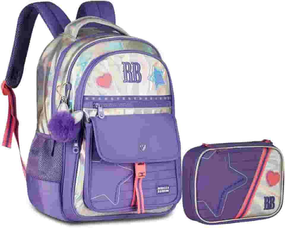 Kit Mochila Rb Rebecca Bonbon Costas Estojo Juvenil Escolar Volta as aulas 2026 Notebook (Lilas)