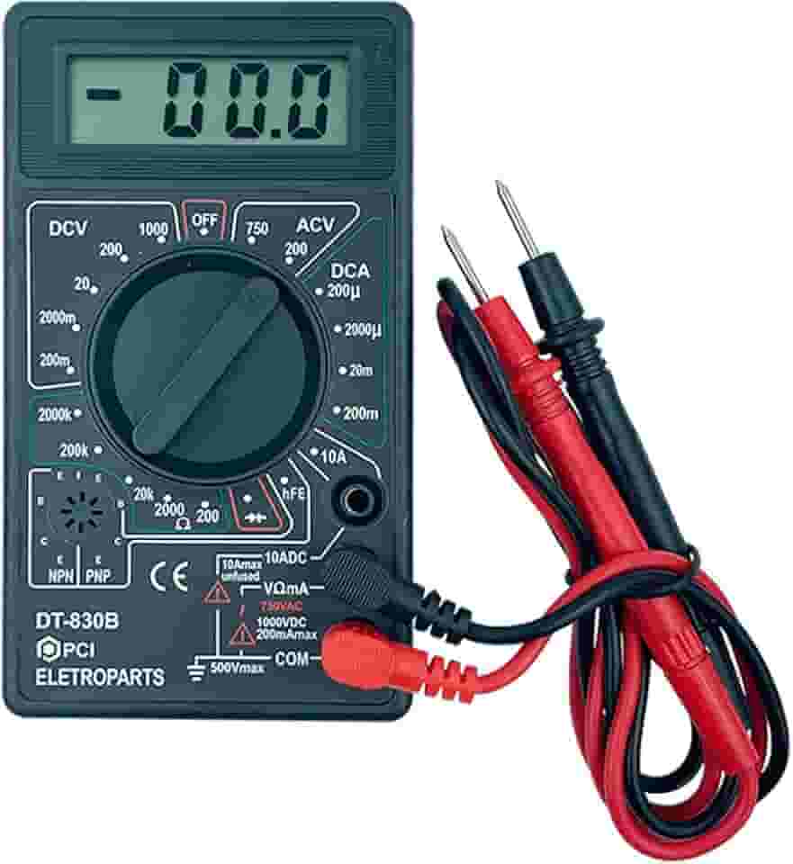 Multímetro Digital Portátil Profissional DT-830B com Bateria – Preto
