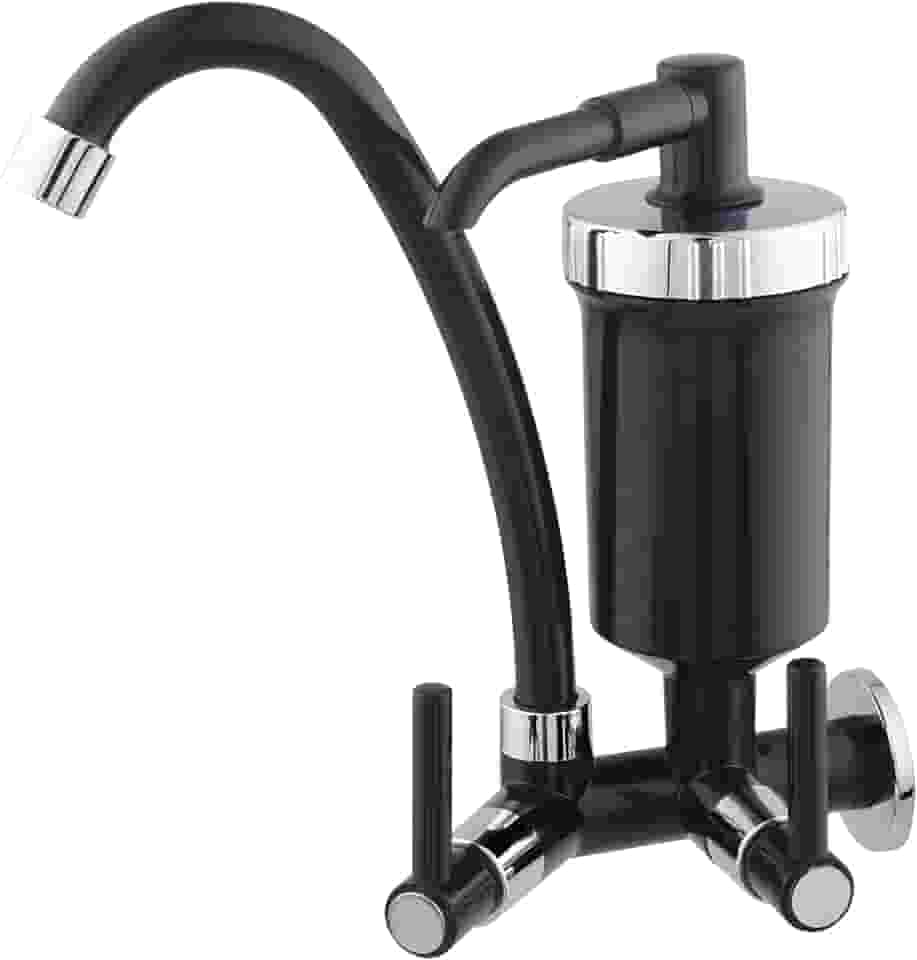 Torneira De Parede Para Cozinha Bica Alta Com Filtro 1/4 De Volta B Preta Com Cromado