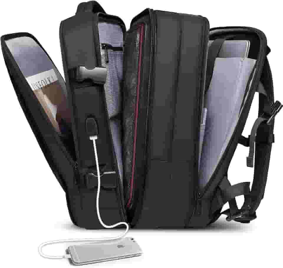 Mochila de Viagem Expansivel Masculina Feminina, Mochila Para Notebook Executiva Impermeável Reforçada Cabo USB,Mochilas Trabalho Escola Viagens Presente (Preto)