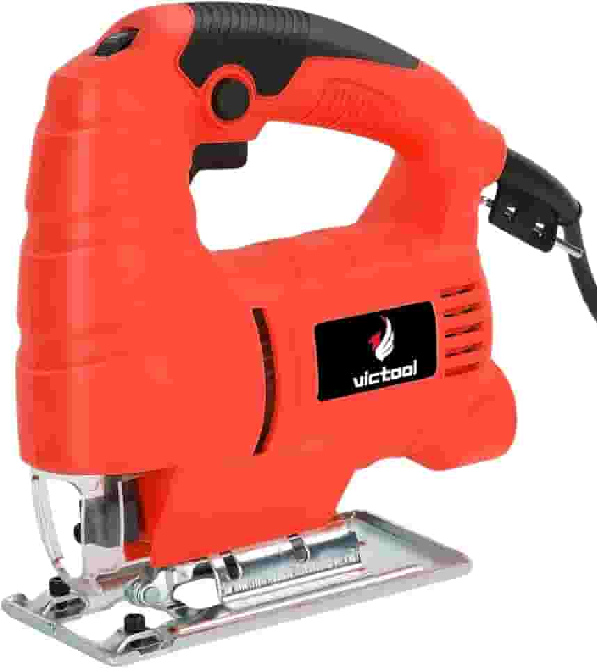 Victool Serra tico tico 800W com 6 Velocidades variáveis, Ângulo de inclinação 45°, 10 Peças de lâminas, Motor de cobre puro, Corte de madeira, metal e plástico