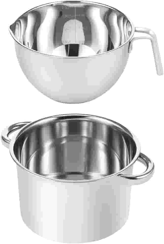 Conjunto de panelas para banho-maria, tigela de mistura com alças, resistente à temperatura, para derreter chocolate, para fazer velas de caramelo