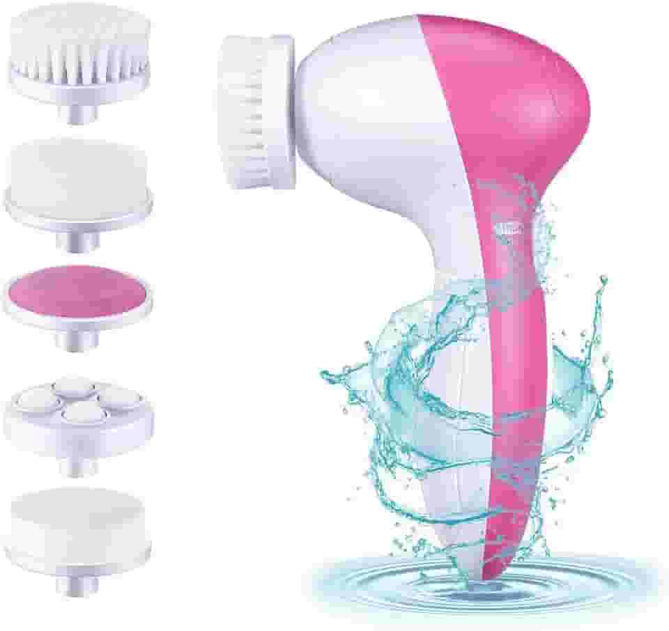 AKOOTE Escova facial de limpeza de rosto escova de limpeza à prova d'água novo estilo 2 velocidades com 5 cabeças de escova escova de beleza facial pincel de limpeza de rosto em uma linda caixa...