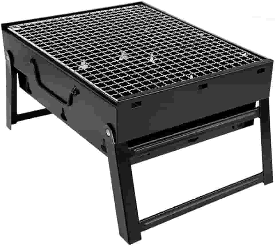 Mini Churrasqueira Pequena A Carvão Portátil Dobrável Desmontável Em Aço Inox Para Espetinho Apartamento 44x29cm
