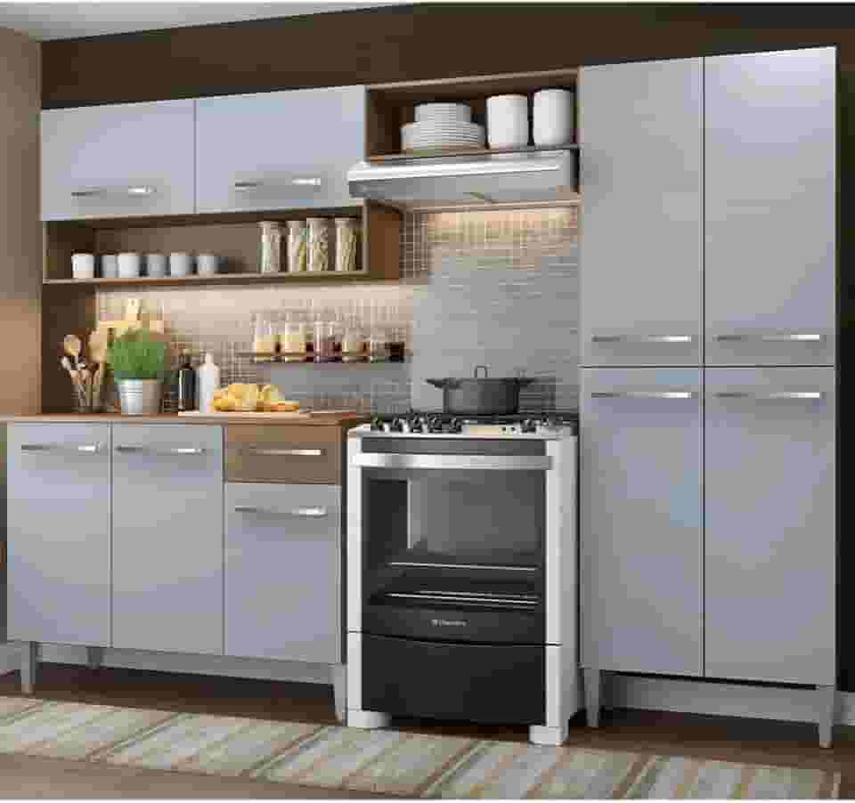 Cozinha Compacta Madesa Emilly Pop Com Armário e Balcão - Rustic/cinza