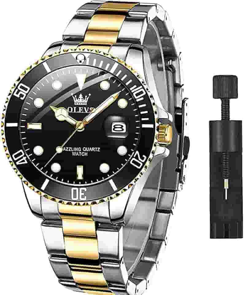 Relógio Masculino Luxo Negócios, à Prova D'água, Mostrador de Data, Quartzo Pulseira em Aço Inoxidável