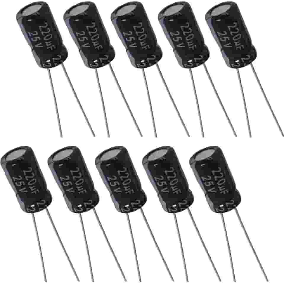 Capacitor Eletrolítico 220uF 25V - Kit 10 Peças