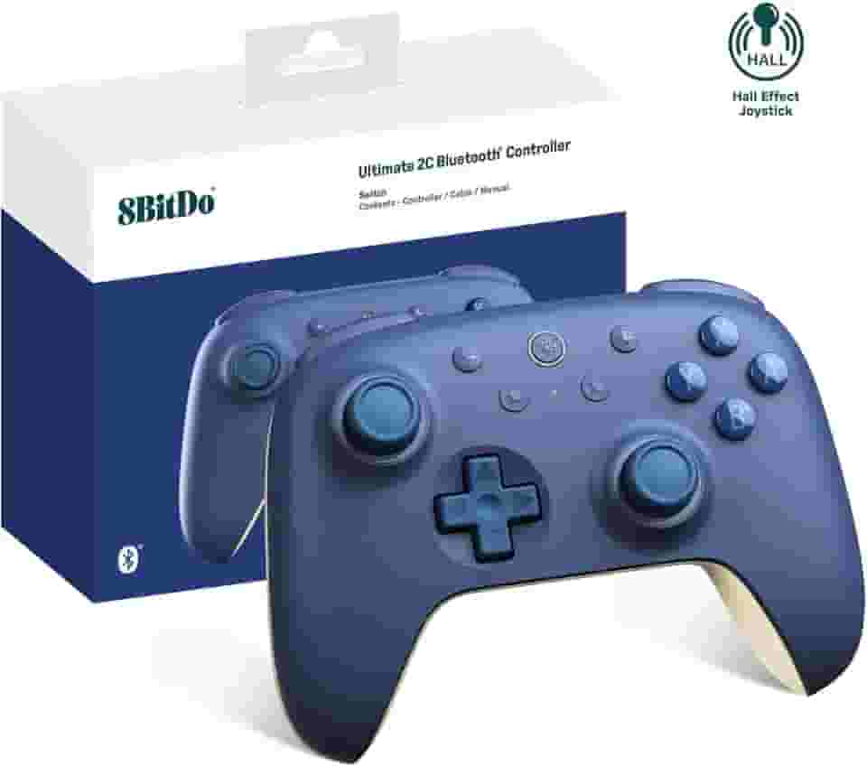 8Bitdo Ultimate 2C Bluetooth Controller (Hall Effect Joystick Update) - for Switch/Switch 2, with Remappable L4/R4 Bumpers, 6-axis Motion Control, Rumble Vibration and Turbo Function (Dark Blue)
