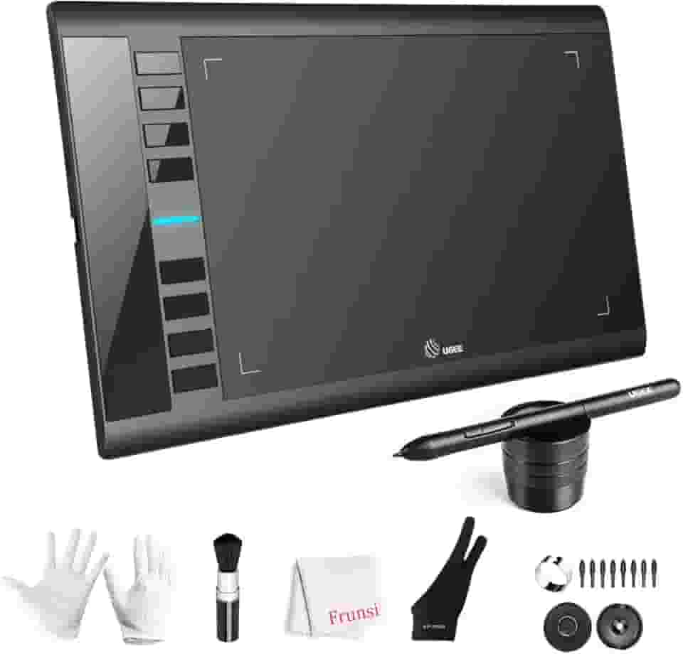 Tablet de desenho gráfico UGEE M708 25,4 x 15,2 cm Tablet de desenho grande com 8 teclas de atalho, Stylus passiva de 8192 níveis de pressão, UGEE M708 Tablet gráfico para pintura, design, esboço de criação de arte