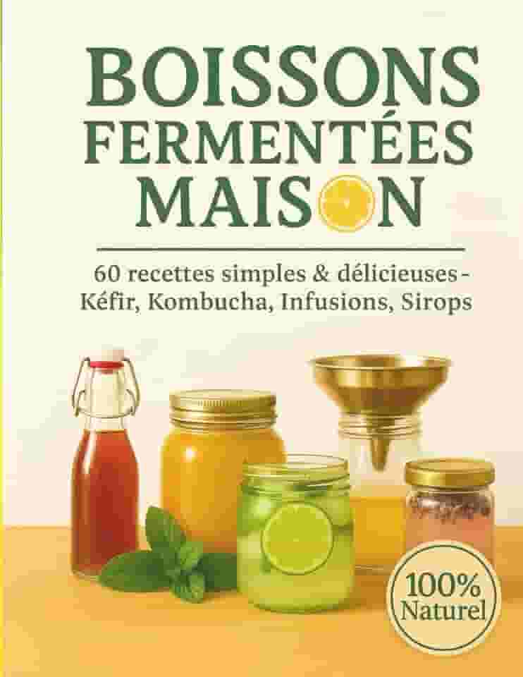 Boissons Fermentées Maison – 60 Recettes simples & délicieuses - Kéfir, Kombucha, Infusion, Sirops.: Recettes santé simples, pétillantes et 100 % naturelles (French Edition)