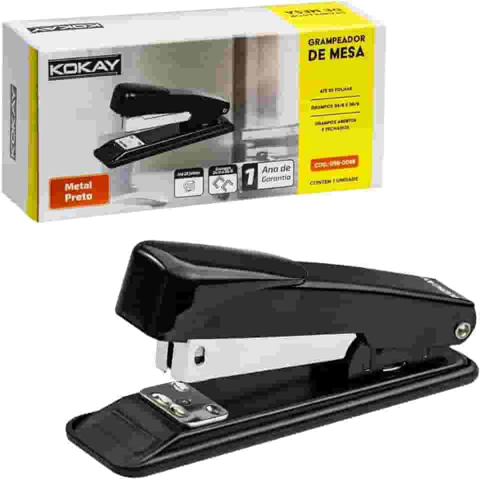 Grampeador de Mesa Metal 24/6 e 26/6 Até 25 Folhas, KOKAY