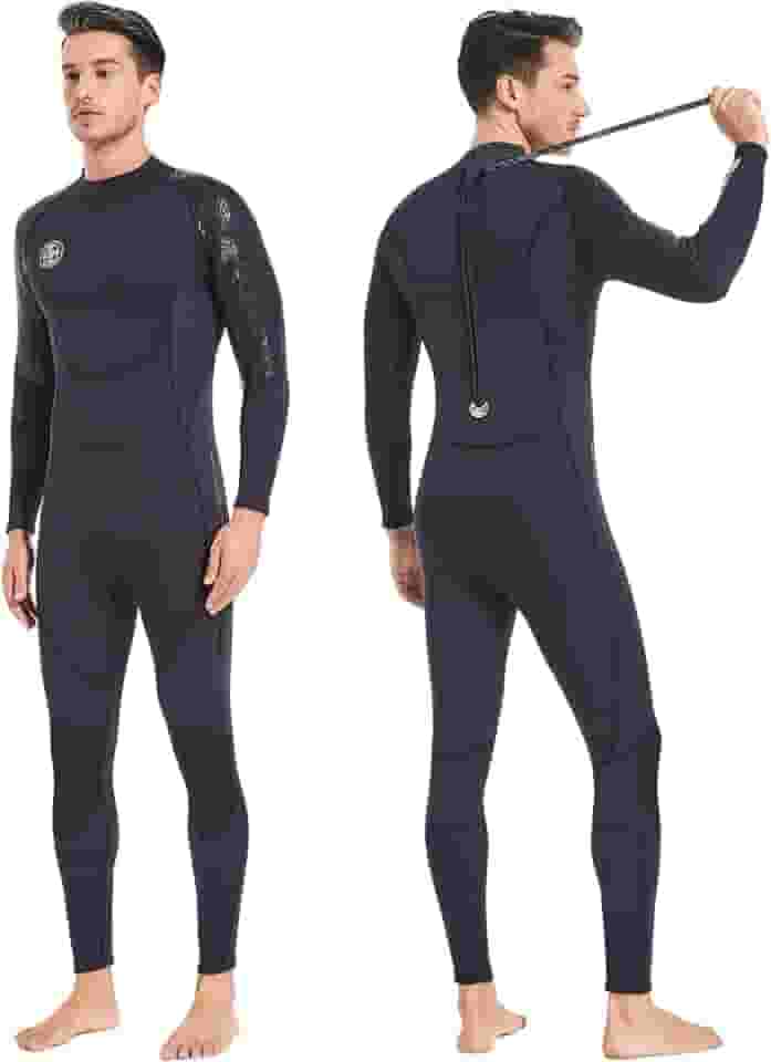 Roupa de mergulho masculina feminina de neoprene – BEEK 3 mm roupa de mergulho térmica com zíper nas costas maiô de manga comprida para mergulho quente de corpo inteiro para surfe, snorkeling,