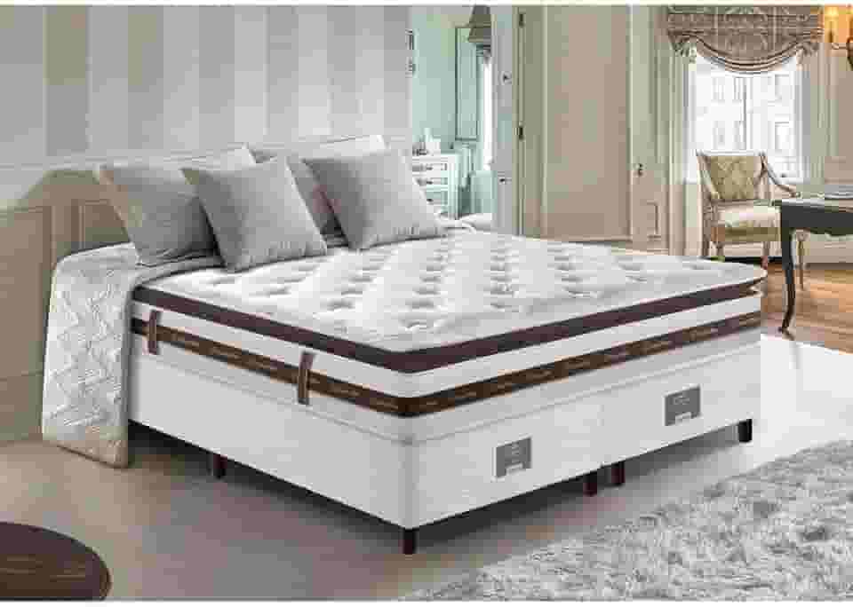 Cama Box King Colchão + Box 193x203 Molas Ensacadas Cama Inbox Relax Pillow