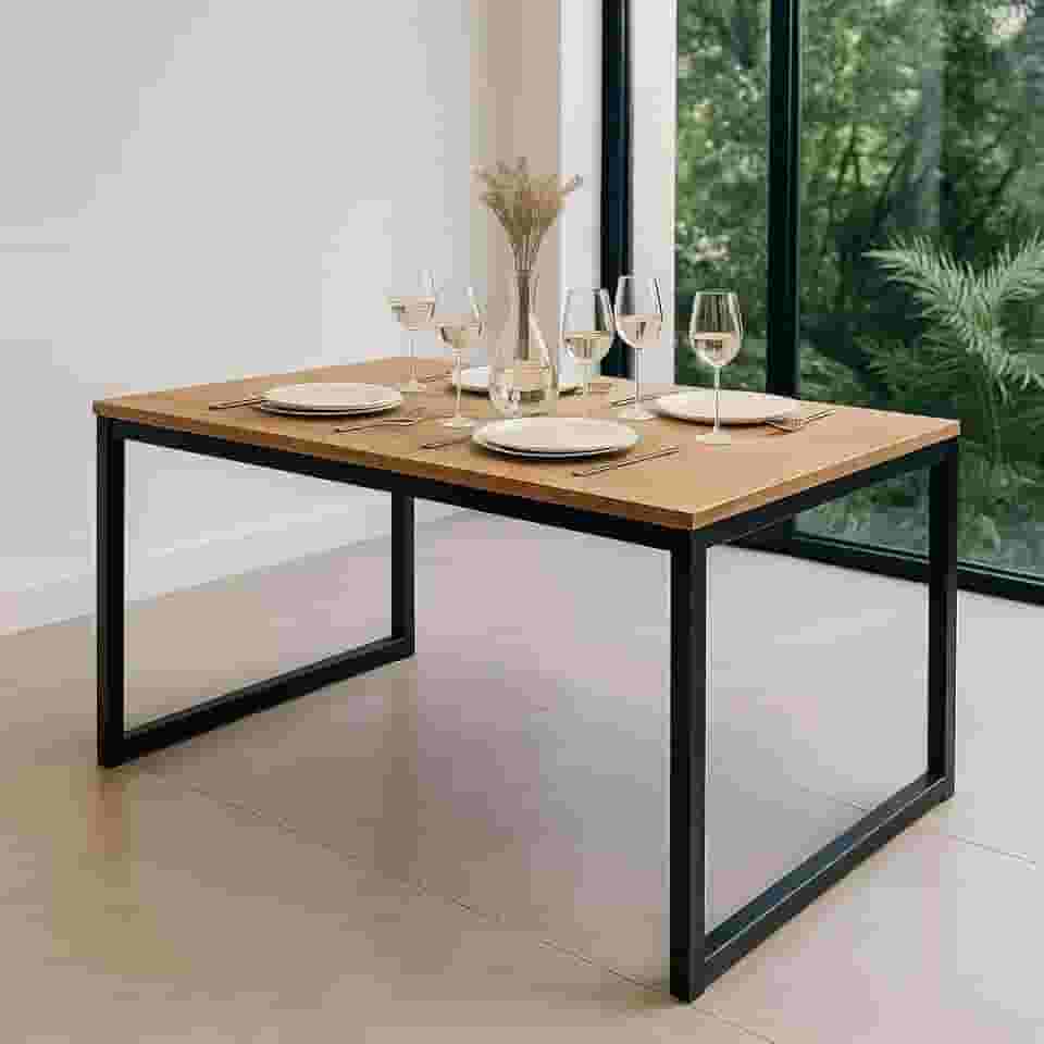 Mesa de Jantar Industrial 120x80 cm com Estrutura em Metalon (MEL)