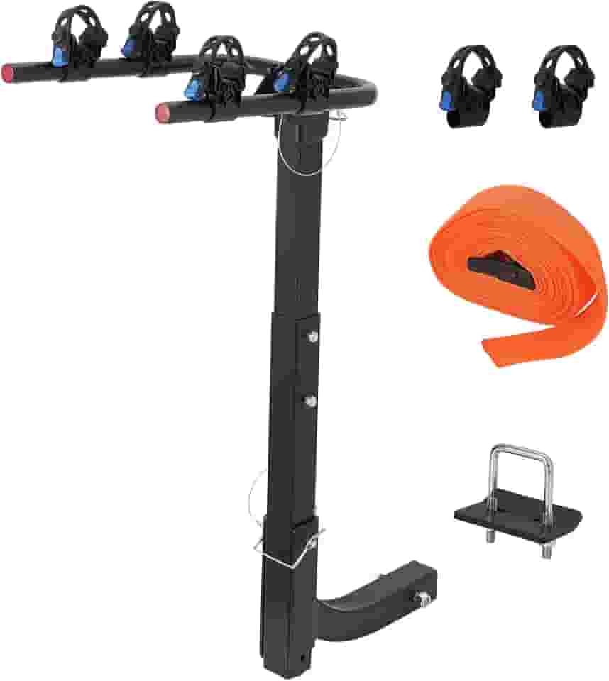Suporte de engate de bicicleta para carros, rack dobrável de 4 bicicletas com aperto de engate e correia, engate de suporte de bicicleta para SUV