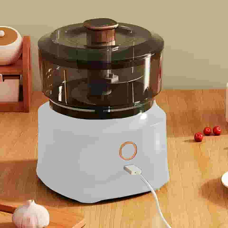 Mini Triturador Elétrico Portátil 350ml Recarregável USB | Lâminas Inox Afiadas | Processador de Alimentos Compacto para Alho, Cebola, Temperos e Legumes – Fácil de Usar e Limpar