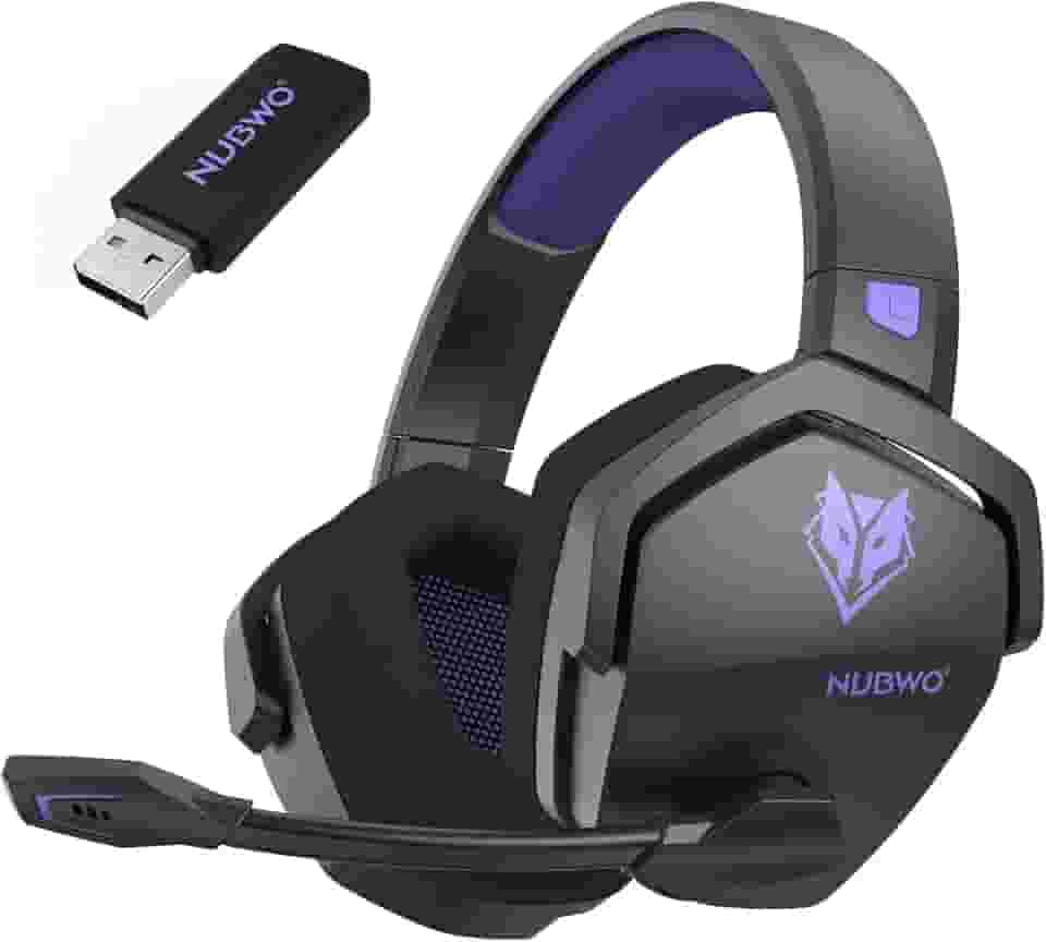 NUBWO Fone de ouvido para jogos sem fio com microfone para PC Ps5 Ps4, zero interferência, bateria de 100 horas para jogar o dia todo, sincronização de 23 ms para jogadores Fortnite e Call of Duty/FPS
