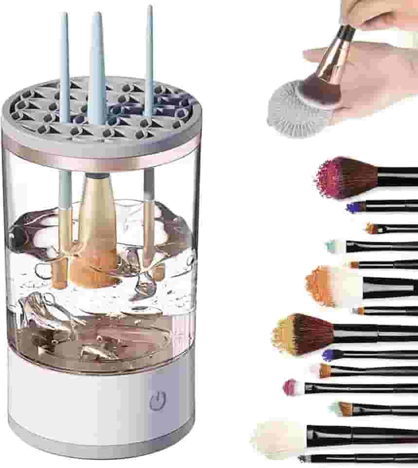 Limpador Automático de Pincéis de Maquiagem, USB, Branco