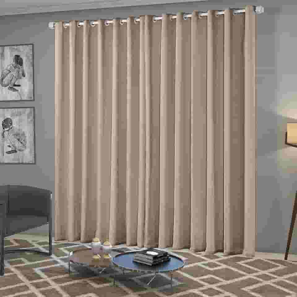 Cortina Blackout/Blecaute Quarto/Sala em Tecido 3,00m x 2,50m com Ilhós Cromado Solaris - Avelã