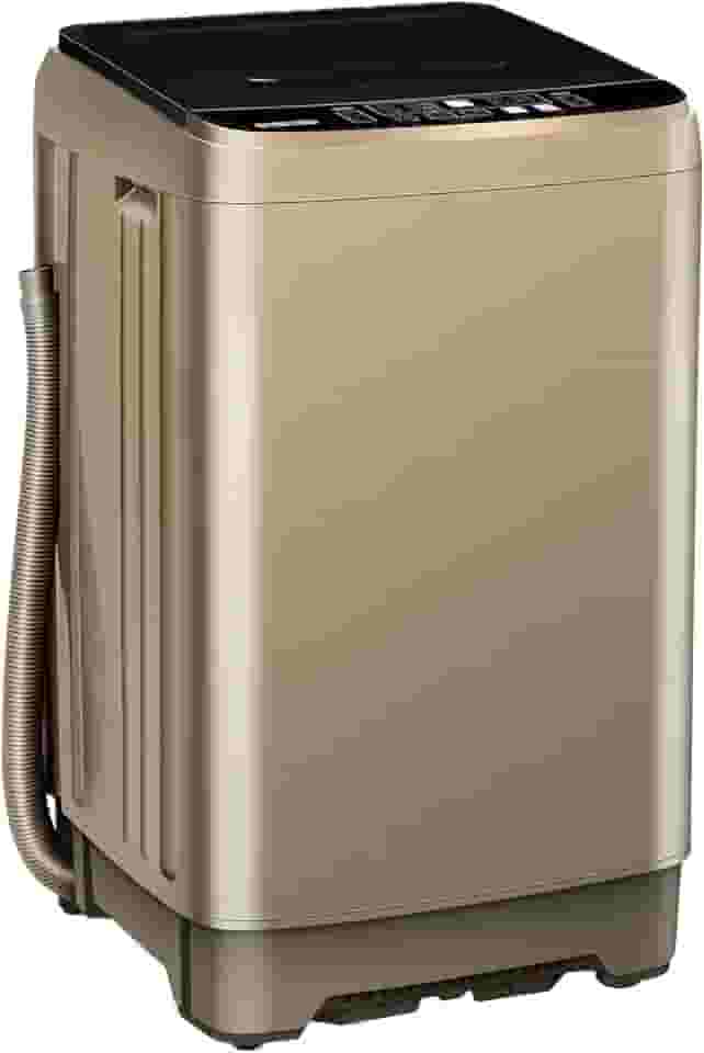 Máquina de lavar portátil, máquina de lavar roupa automática de 6 kg com 10 programas, visor de LED, lavadora compacta de alta eficiência para apartamento, casa, dormitórios, trailer, ouro