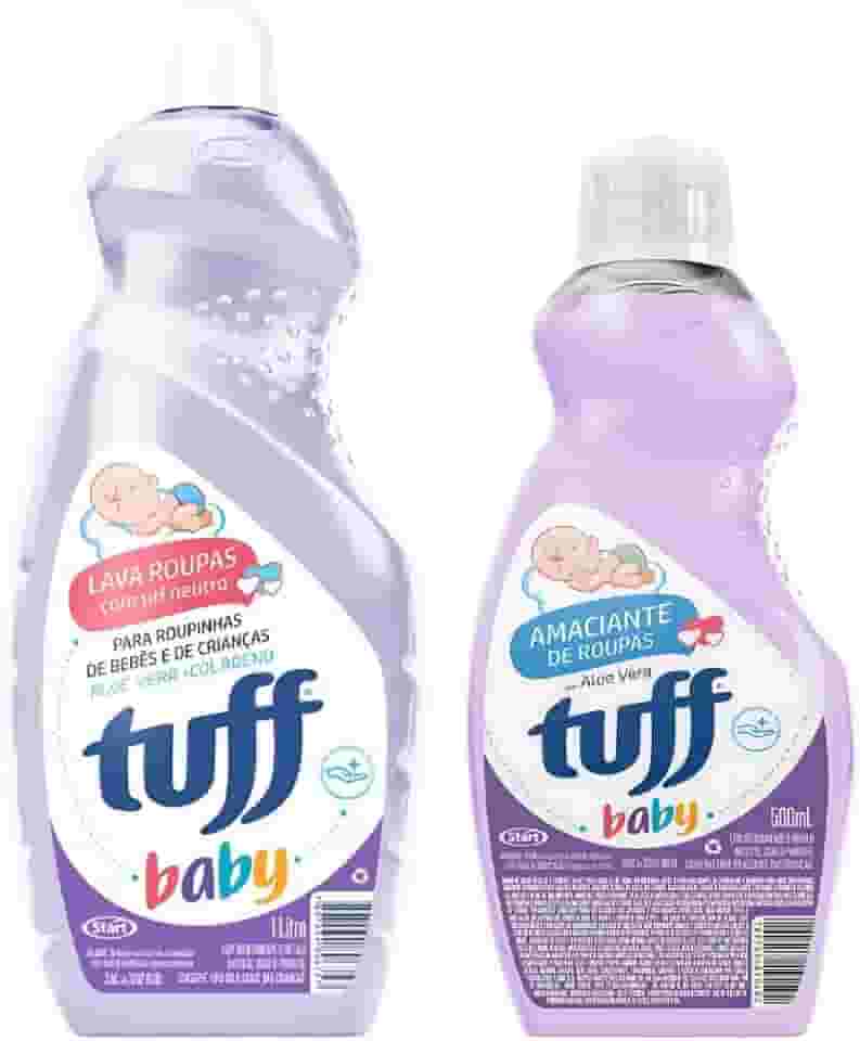 Tuff Baby Kit de Limpeza, Sabão Líquido 1L + Amaciante 500ml, Aloe Vera, pH Neutro