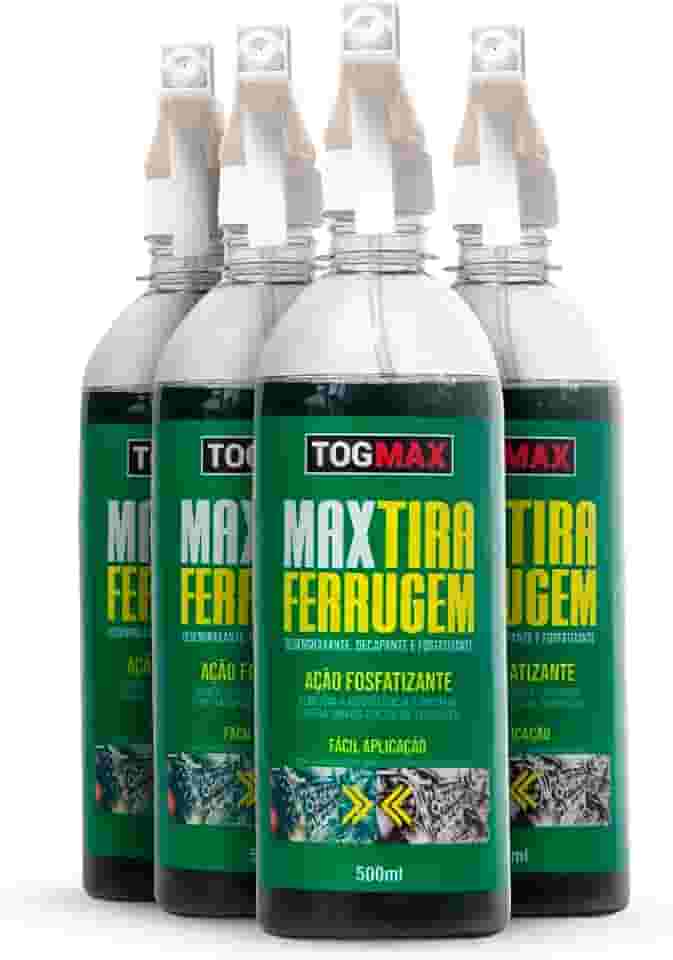 Kit 4 Unidades Max Tira Ferrugem 500ml Removedor de Ferrugem de Ferro Metais em Geral Portão Corrente Pregos Parafusos