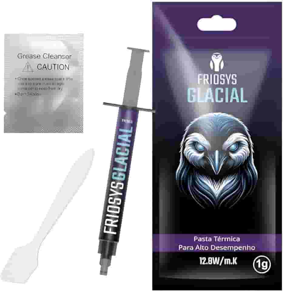 Pasta Termica 12.8 W/mk 1g Glacial Processador PC Gamer Notebook PS4 PS5 Xbox Placa Video Dissipador Calor Cinza Prata Friosys