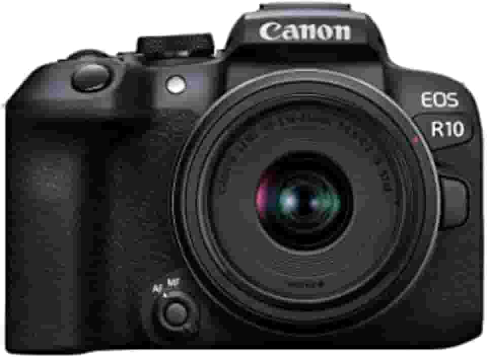 Canon Câmera sem espelho EOS R10 RF-S18-45 mm F4.5-6.3 IS STM, câmera híbrida, sensor CMOS (APS-C) de 24,2 megapixels, vídeo 4K, câmera de vlogging para criadores de conteúdo, preta