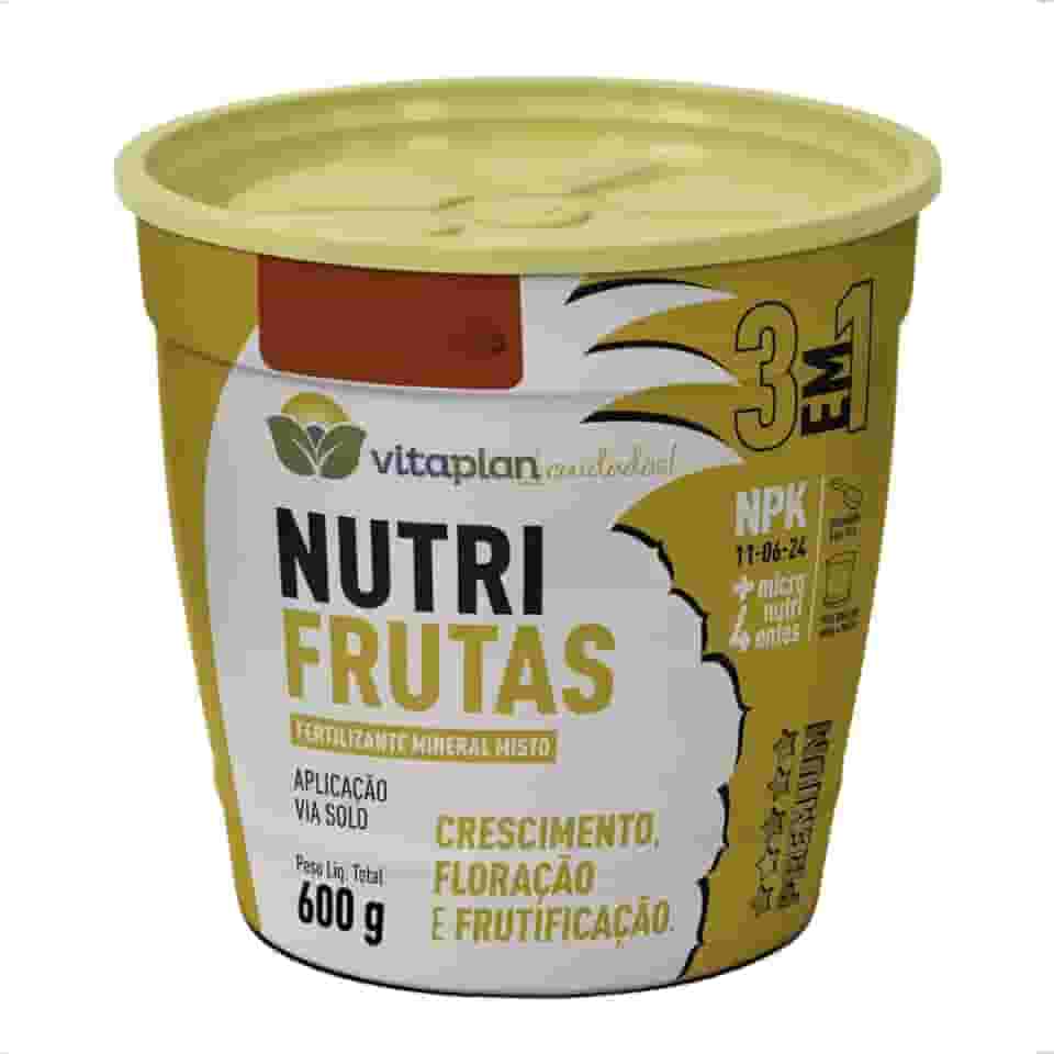 Adubo Fertilizante Frutas Frutífera Nutrifrutas Premium 600g Sólido NPK 11-06-24 Vaso Prato Vitaplan