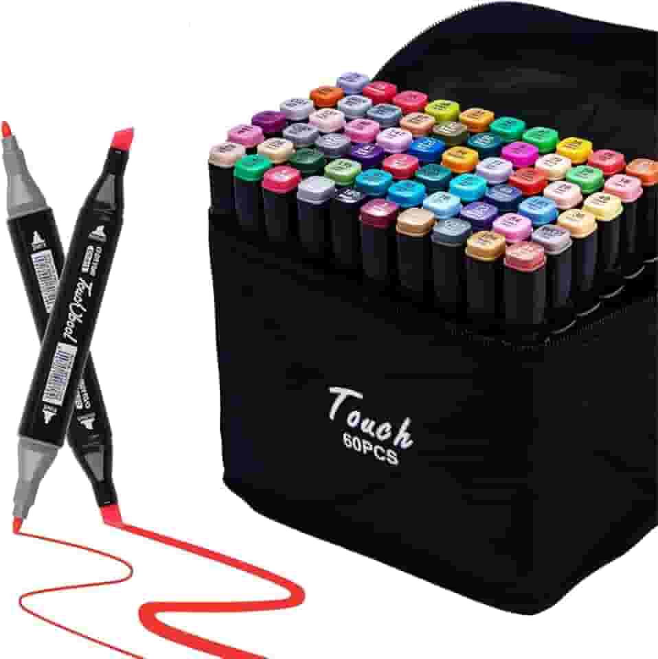 Caneta Marcador Para Colorir Desenho Profissional 36, 48, 60, 80 Cores Conjunto De Canetinhas Pontas Duplas Codificados por Cores Vivas para Desenho (60)