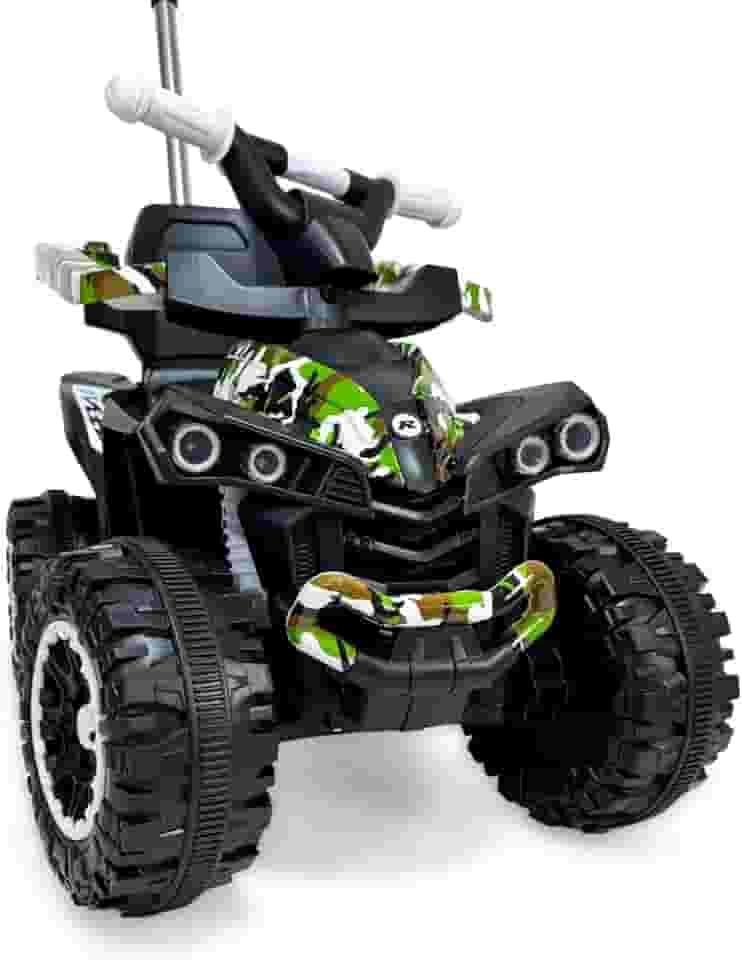 Quadriciclo Infantil Militar Uni Toys, Com Empurrador, Luz e Som, Cor Verde Camuflado.