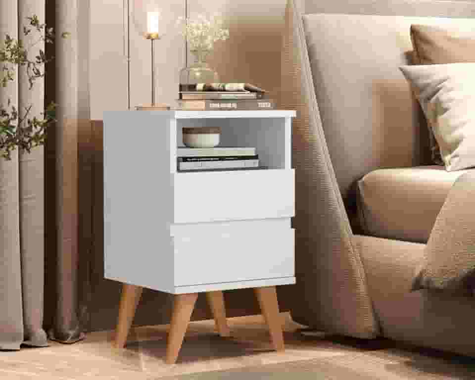 Mesa De Cabeceira Quarto Retro Cama -Pop- Branco