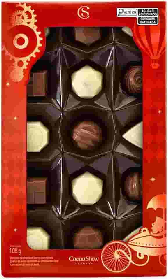 Bombons Mini Show Cacau Show ao Leite e Branco Avelã 108g