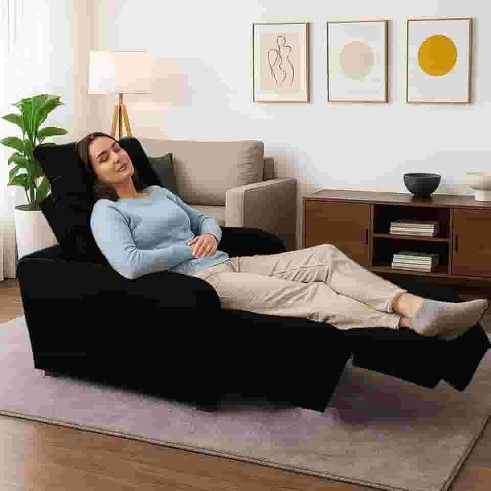 Poltrona Graça Cadeira Papai Mamãe Idoso Reclinável E Retrátil Preto