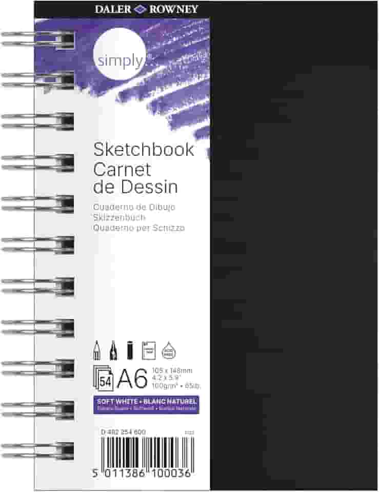 DALER ROWNEY Simply Sketchbook, Papel para Desenho em Caderneta, com Espiral, Tamanho A6, Gramatura 100 g/m²