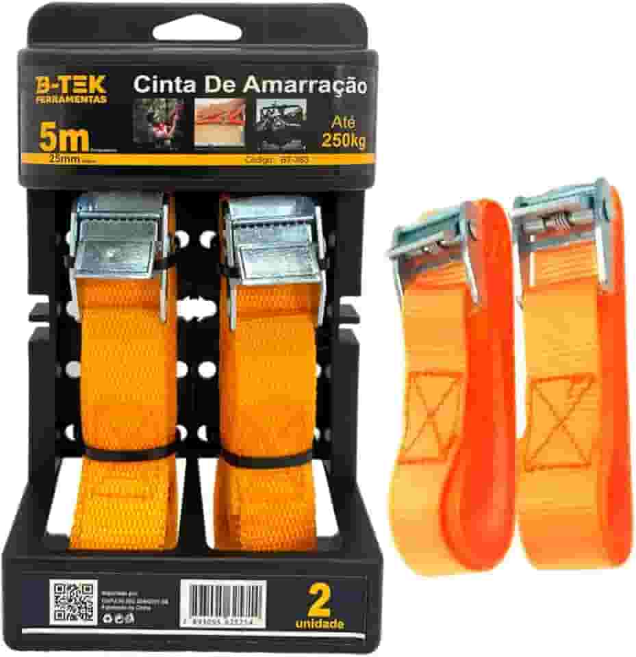 kit 2 Cintas para Carga com Catraca 5m Reforçada Amarraçao de Carga de 250kg Com Catraca 5m Total Reforçada