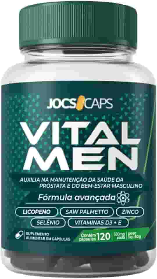 VitalMen – Suplemento Masculino para Próstata e Bem-Estar; com Licopeno, Zinco, Cúrcuma, Trans-Resveratrol, Extrato de Semente de Uva, Astaxantina, Selênio, Vitamina D3 e E; 120 Cápsulas