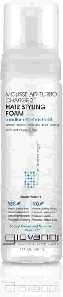 Giovanni Espuma para modelar o cabelo, Mousse natural carregada a ar, garrafa de 200 ml