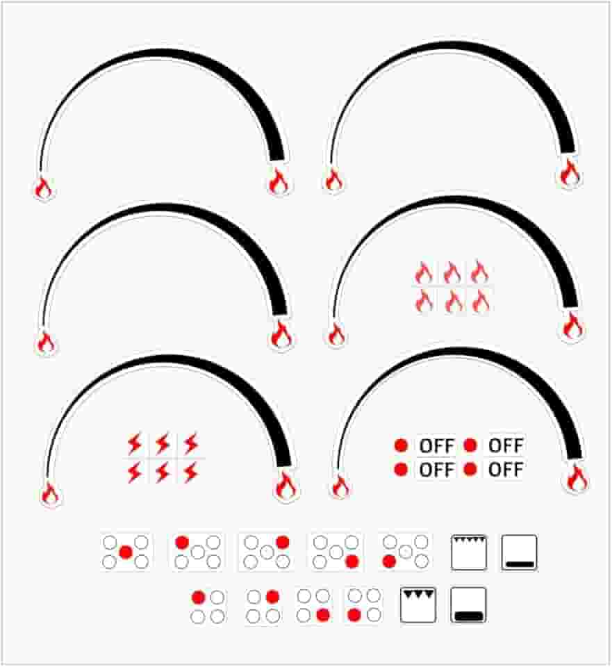 Anel de indicadores de chama, adesivo de fogão, 3 peças, anéis indicadores de chama, etiquetas de fogão, substituição de forno, botão adesivo, símbolos para queimador, fogão, fogão, marcações