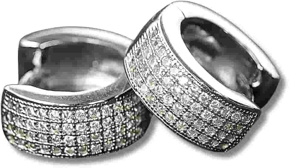 Brinco Unisex "Highstyle" – Cravejado com Zircônias – Semijoia de Luxo em Prata – Brilho Intenso – Acompanha Bolsa de Veludo