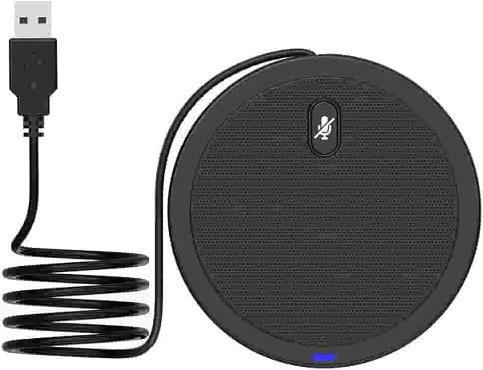 Microfone USB de Conferência, Mesa com Indicador LED, Omnidirecional Plug & Play para Reuniões Online e Aulas