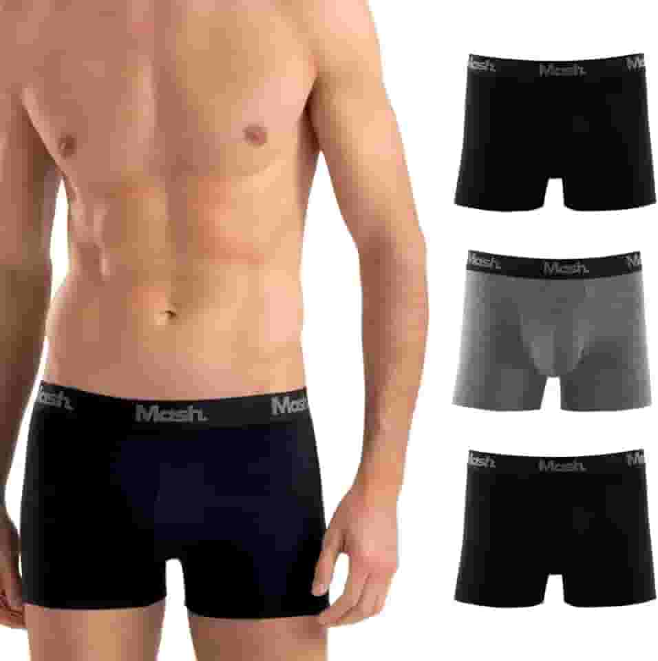 Kit 3 Cuecas Boxer Mash Algodão Cotton Respirável Masculina
