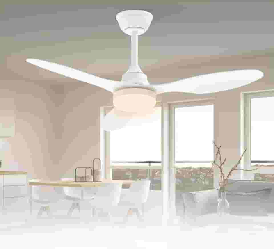 Ventilador de Teto Bivolt 110-220V de Energia 106,7 cm, Ventilador de Teto com Luz LED e Controle Remoto, Motor DC Reversível, 6 Velocidades, Branco