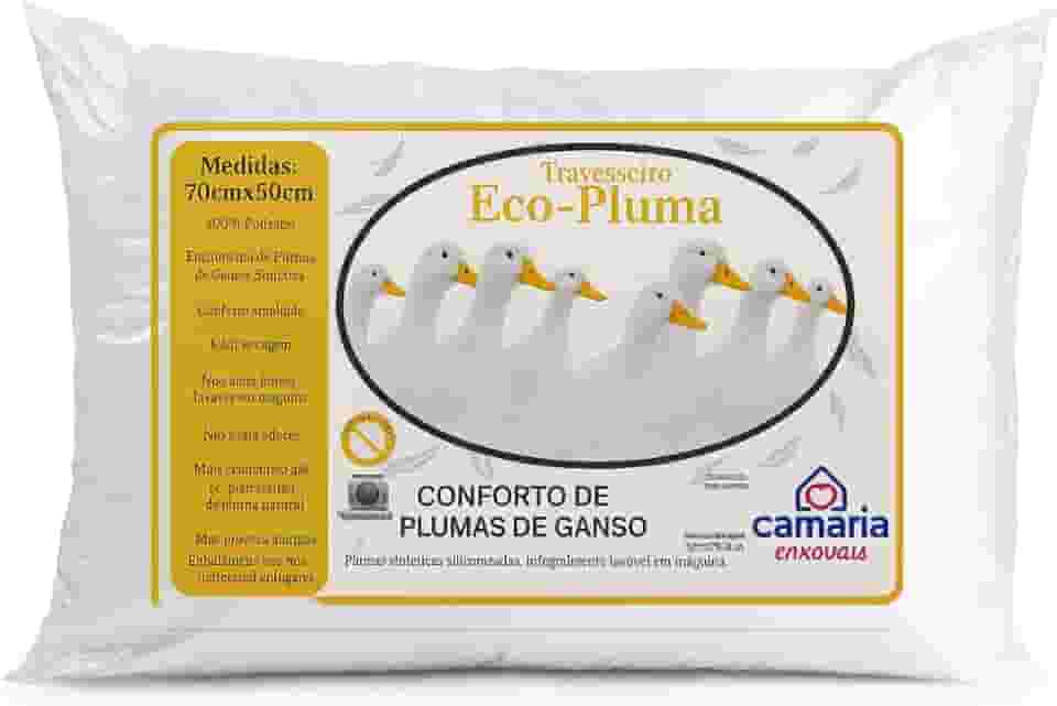 Kit Travesseiro Penas Plumas Ganso Percal 400 Fios Antialérgico 70cm x 50cm (01)