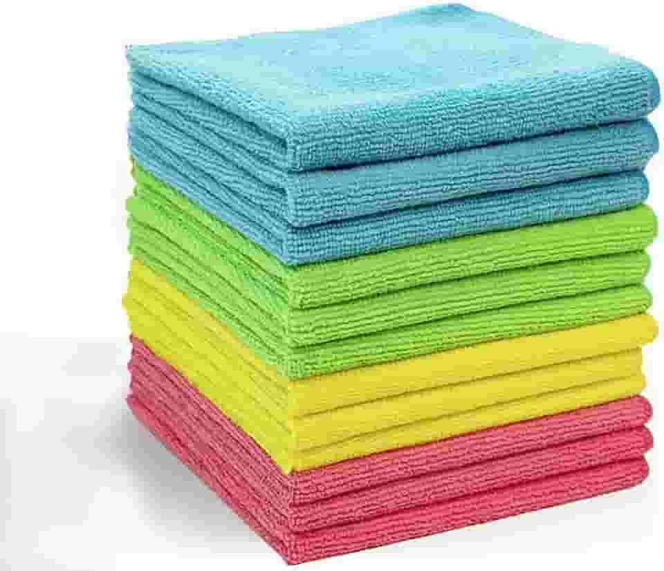 Pano de Microfibra, Kit com 10 Unidades, Para Limpeza de Pia, Vidros e Automóvel, Anti-risco, 25x25cm, Cores Diversas