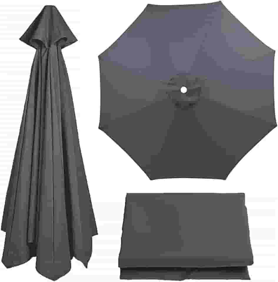 Capa de tecido para guarda-sol de jardim, guarda-sol de poliéster para 6 braços/8 braços, pano de substituição anti-ultravioleta para mesa de quintal, jardim, praia, quintal (cor: cinza, tamanho: 270